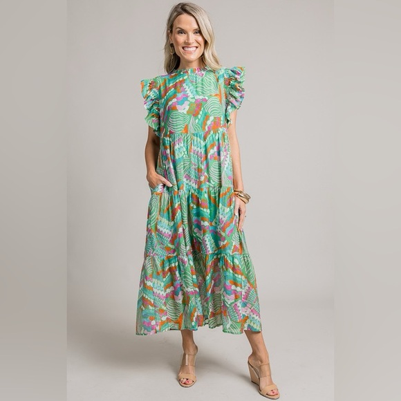 Green Pattern Dress - Picture 3 of 8